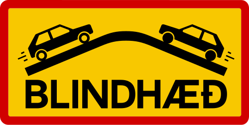 Blind crest road sign