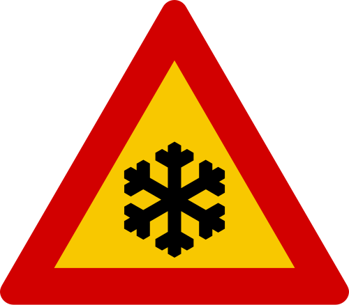 Icy road road sign